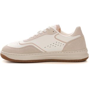 Emporio Armani Ea7, Schoenen, Dames, Beige, 35 1/2 EU, Polyester, Sneakers met veters en contrastdetails