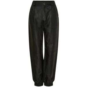 Notyz, Broeken, Dames, Zwart, 2Xl, Zwarte Leren Track Pants