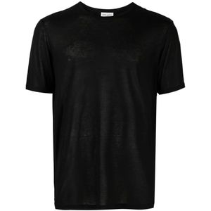 Saint Laurent, Tops, Heren, Zwart, L, Zwarte Crew-neck Korte mouw T-shirt Upgrade