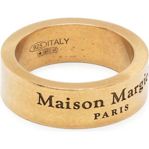 Maison Margiela, Gouden gegraveerde ring met geborstelde afwerking Geel, Heren, Maat:M