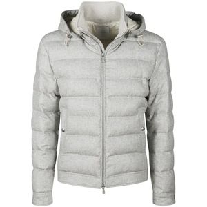 Eleventy, Lange mouwen gewatteerde jas met capuchon Grijs, Heren, Maat:4XL