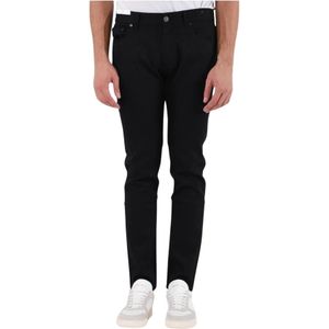 PT Torino, Skinny Fit Jeans met Leren Logo Zwart, Heren, Maat:W31