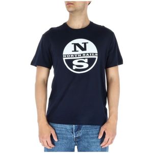 North Sails, Tops, Heren, Blauw, M, Katoen, Blauw Print T-shirt