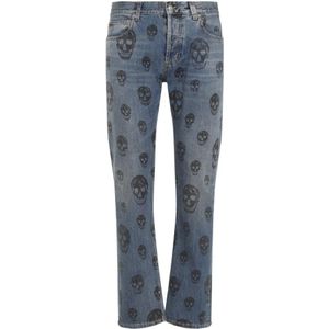 Alexander McQueen, Jeans, Heren, Blauw, M, Katoen, Blauw Gewassen Zwarte Jeans