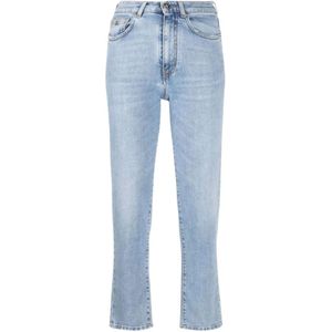 John Richmond, Jeans, Dames, Blauw, W32, Katoen, Modieuze Slim Fit Jeans met Achterprint