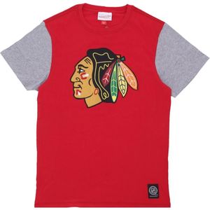 Mitchell & Ness, Tops, Heren, Rood, XL, NHL Color Blocked Tee Chibla