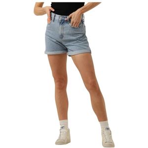 Calvin Klein, Korte broeken, Dames, Blauw, W26, Blauwe Mom Shorts voor zomerse look