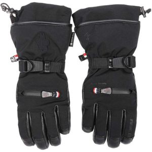 Moncler, Sport, Dames, Zwart, M, Katoen, Leren Detail Gewatteerde Handschoenen met Rits