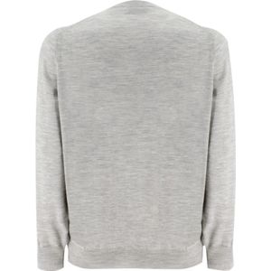 Brunello Cucinelli, Sweatshirts & Hoodies, Heren, Grijs, L, Wol, Elegant Crew-Neck Slim Fit Sweater