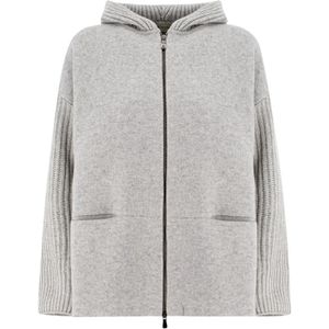 Le Tricot Perugia, Sweatshirts & Hoodies, Dames, Grijs, S, Wol, Zip-throughs