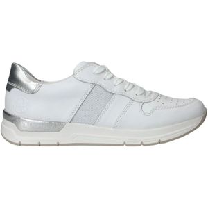 Rieker, Witte Leren Sneakers met Zilveren Details Wit, Dames, Maat:37 EU