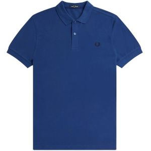 Fred Perry, Tops, Heren, Blauw, XL, Katoen, Geborduurd Piqué Polo Shirt