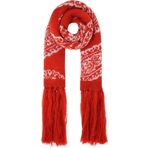 424, Geborduurde acryl -blend sjaal Rood, Heren, Maat:ONE Size