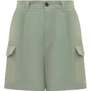 Woolrich, Korte broeken, Dames, Groen, W28, Bermuda Shorts met Plooien