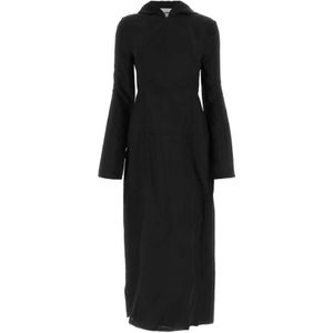 Jil Sander, Zwarte Viscose Blend Jurk, Elegante Stijl Zwart, Dames, Maat:S