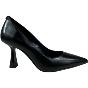 Michael Kors, Zwarte Mid Pump Decollete met Glanzende Hakken Zwart, Dames, Maat:38 EU