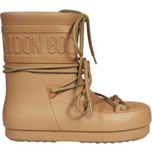 Moon Boot, Schoenen, Dames, Beige, 39 EU, Rubberen regenlaarzen met reliëf logo