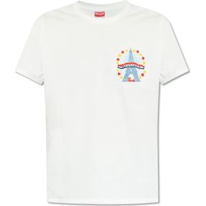 Kenzo, Tops, Heren, Wit, S, Katoen, T-shirt met logo