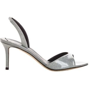 Giuseppe Zanotti, Schoenen, Dames, Grijs, 36 EU, Leer, Glitter Leren Sandalen met Hak