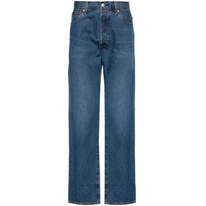 Levi's, Jeans, Heren, Blauw, W32, Denim, Blauwe Denim Jeans met Whiskering Effect