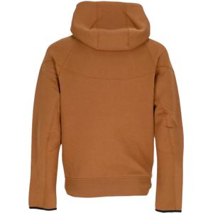 Nike, Sweatshirts & Hoodies, Heren, Bruin, M, Katoen, Tech Fleece Zip Hoodie Lt British Tan/Black