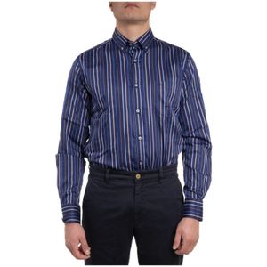 Paul & Shark, Gestreept katoenen overhemd met button-down kraag Blauw, Heren, Maat:XL