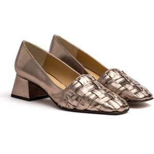 Castañer, Schoenen, Dames, Geel, 39 EU, Leer, Handgeweven Metallic Leren Hakken