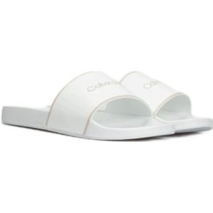 Calvin Klein, Schoenen, Dames, Wit, 39 EU, Rubber Zwembad Slippers Vrouwen