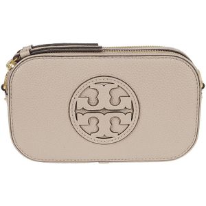 Tory Burch, Tassen, Dames, Beige, ONE Size, Leer, Verse Klei Mini Crossbody Tas