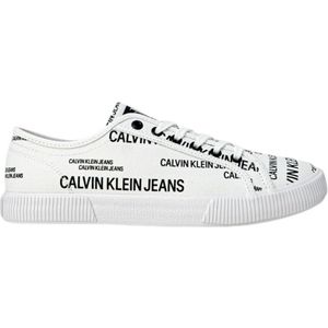 Calvin Klein Jeans, Schoenen, Heren, Wit, 40 EU, Katoen, Witte Sneakers met Veters