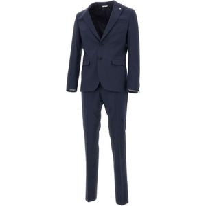 Manuel Ritz, Pakken, Heren, Blauw, M, Tweed, Midnight Blue Two-Piece Suit