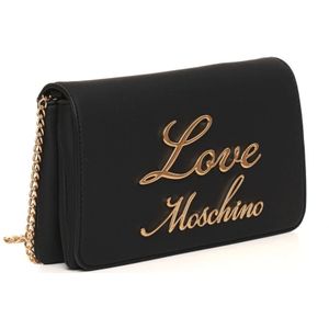 Love Moschino, Tassen, Dames, Zwart, ONE Size, Schoudertas met Metalen Ketting en Zakken