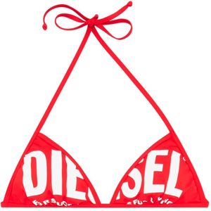Diesel, Badkleding, Dames, Rood, M, Triangle bikini top with oversized logo