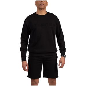 My Brand, Sweatshirts & Hoodies, Heren, Zwart, XL, Katoen, Geëmbosseerde Statement Sweater in Zwart