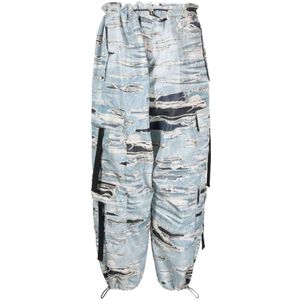 John Richmond, Iconische Denim Effect Cargo Broek Veelkleurig, Dames, Maat:XS