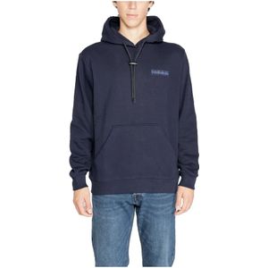 Napapijri, Sweatshirts & Hoodies, Heren, Blauw, S, Katoen, Blauwe Hoodie Heren Herfst/Winter