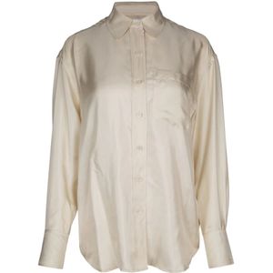 Calvin Klein, Blouses & Shirts, Dames, Beige, XS, Stijlvol Overhemd