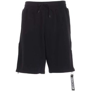 Moschino, Korte broeken, Heren, Zwart, L, Katoen, Zwarte Bermuda Shorts met Ritssluiting
