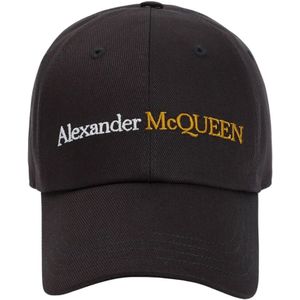 Alexander McQueen, Accessoires, Heren, Zwart, M, Katoen, Klassieke Logo Bicolor Zwart Goud Hoed
