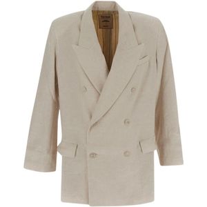 UMA Wang, Linnen Blazer Beige, Heren, Maat:L