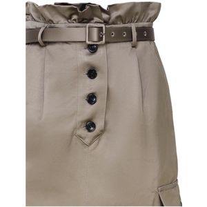 Self Portrait, Rokken, Dames, Beige, 2Xs, Satijn, Cargo Satijnen Rok Army Green