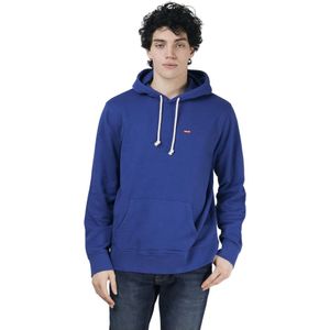 Levi's, Sweatshirts & Hoodies, Heren, Blauw, L, Katoen, Blauwe hoodie met kangoeroezak