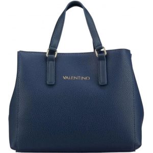Valentino by Mario Valentino, Tassen, Dames, Blauw, ONE Size, Leer, Blauwe Trendy Handtas met Drie Compartimenten