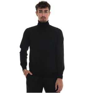 Hindustrie, Truien, Heren, Zwart, L, Wol, Merino Wol V-hals Pullover Slim Fit