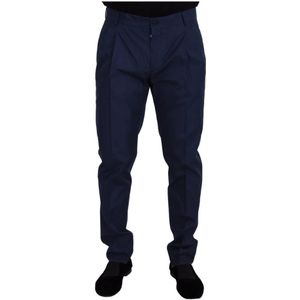 Dolce & Gabbana, Broeken, Heren, Blauw, XL, Katoen, Blauwe Zijden Chinos Broek