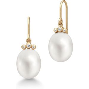 Julie Sandlau, Accessoires, Dames, Wit, ONE Size, Elegante Lovina Oorbellen met Parels en Diamanten