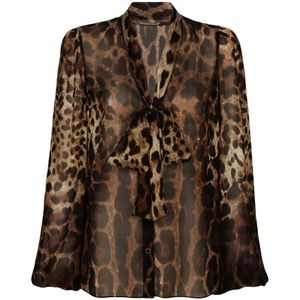 Dolce & Gabbana, Blouses & Shirts, Dames, Bruin, M, Chiffon, Overhemden