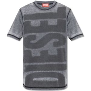 Diesel, ‘T-Just-L1’ T-shirt met logo Grijs, Heren, Maat:M