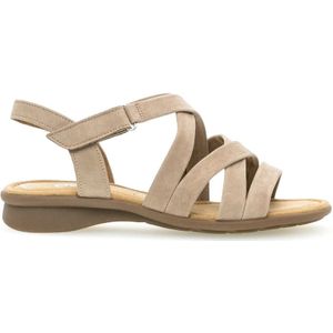 Gabor, Schoenen, Dames, Beige, 37 EU, Leer, Velours leren sandalen met comfortkenmerken