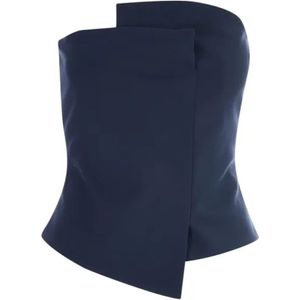 ViCOLO, Navy Strapless Top Rits Sluiting Blauw, Dames, Maat:L